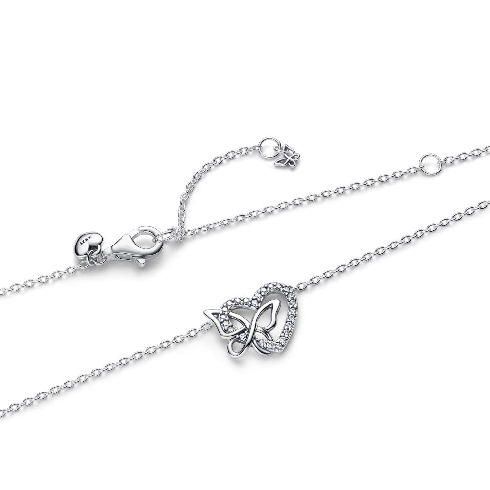 PANDORA Entwined Heart & Butterfly Pendant Necklace 394477C01 - 45