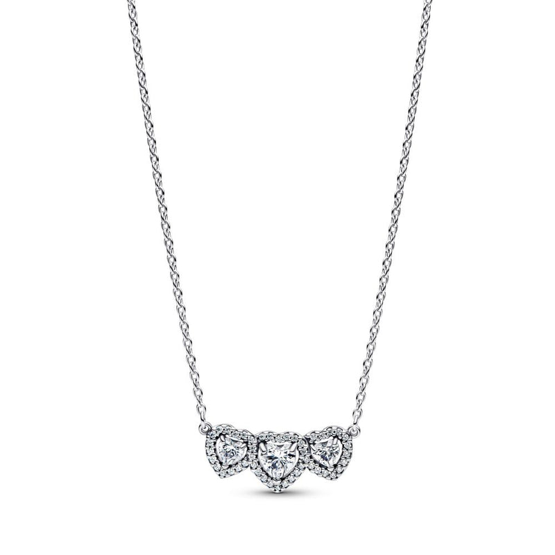 PANDORA Halo Heart Trilogy Collier Necklace 394412C01 - 45394412C01-45