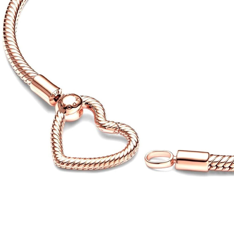 PANDORA Moments Heart Closure Snake Chain Bracelet 582257C00265495