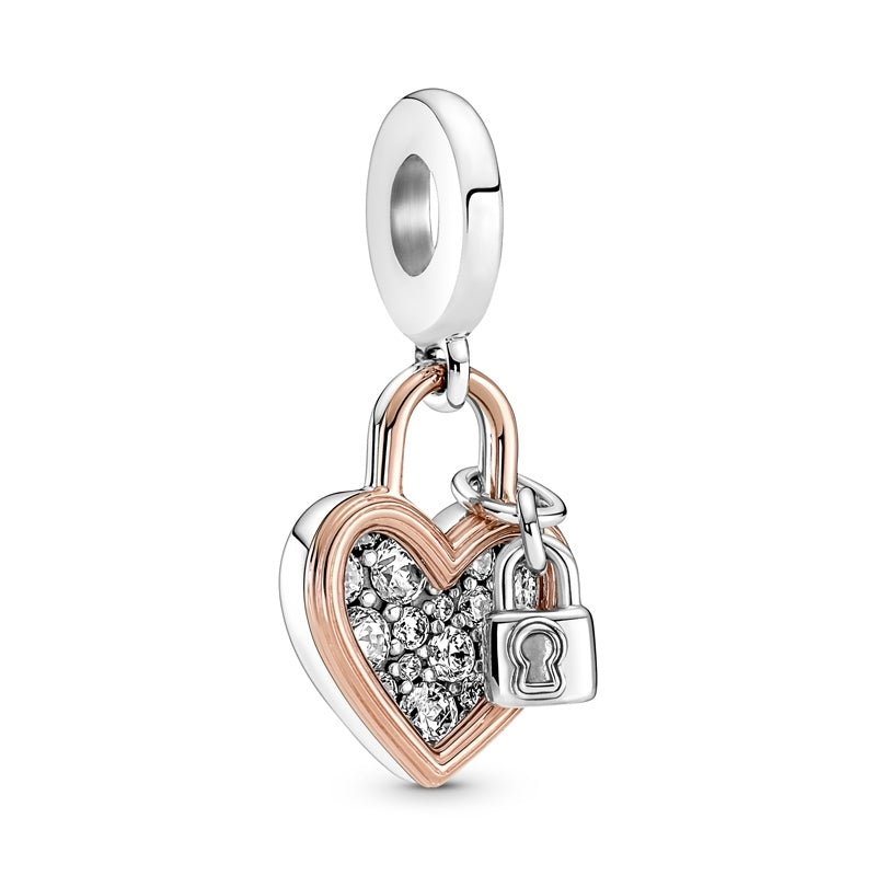 PANDORA Moments Heart Padlock Double Dangle Charm 780087C01