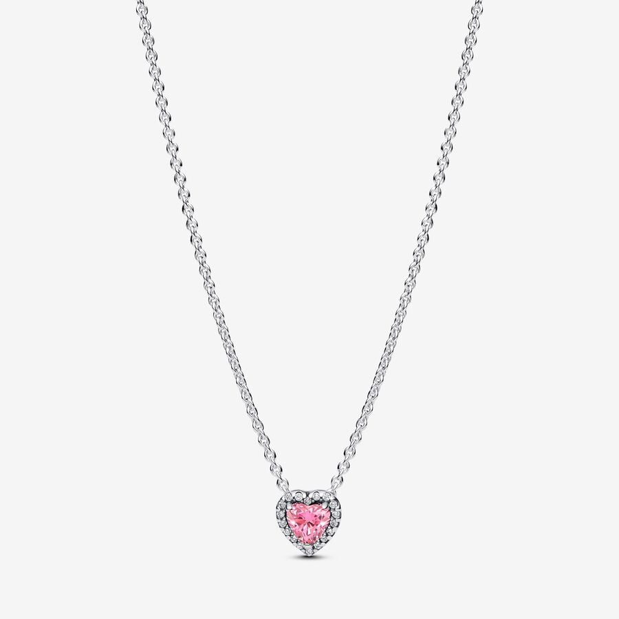 PANDORA Pink Elevated Heart Necklace 398425C02-45 – David