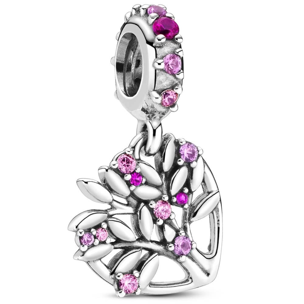PANDORA Pink Heart Family Tree Dangle Charm 799153C01