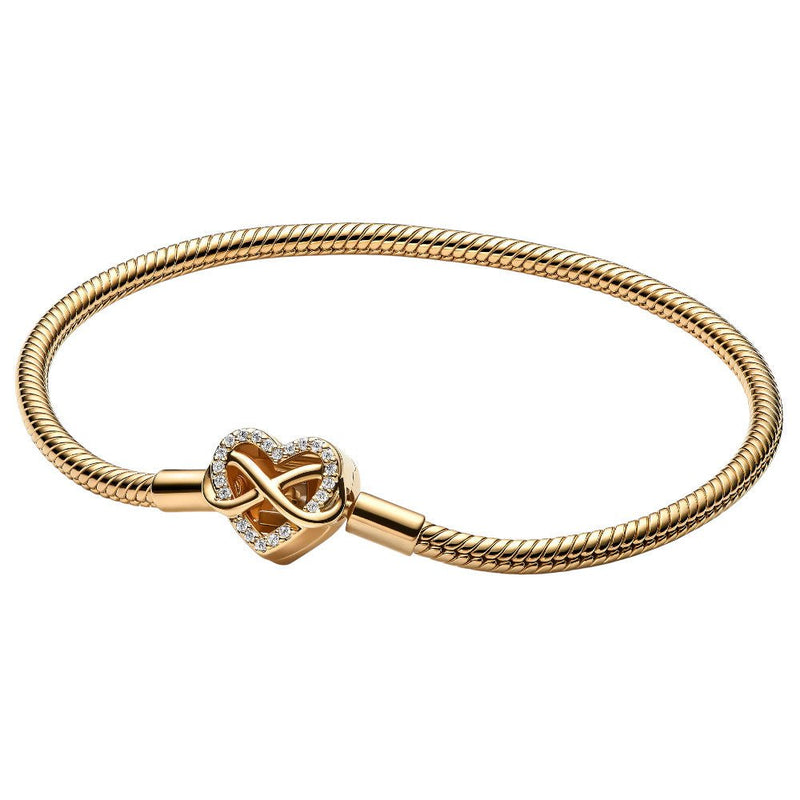 PANDORA Sparkling Infinity Heart Clasp Snake Chain Bracelet 563758C01