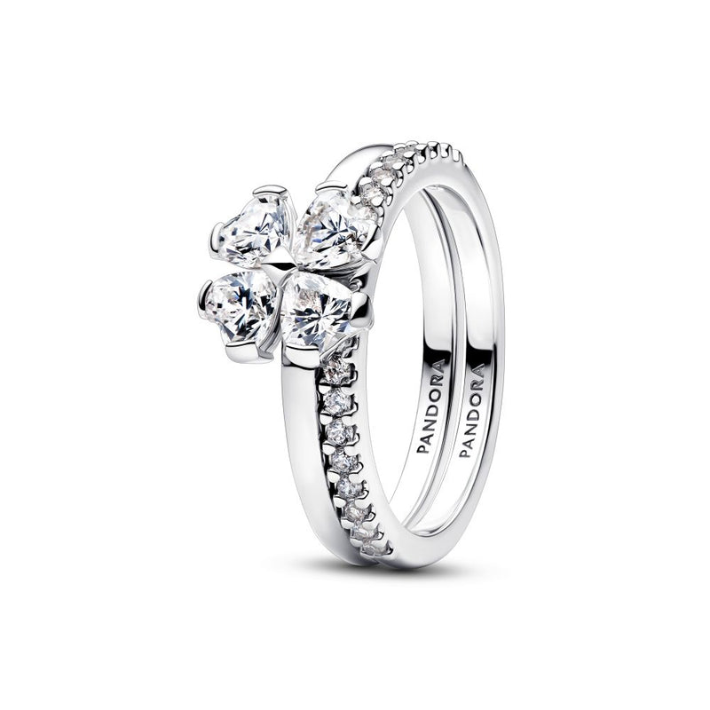 PANDORA Sparkling Lucky Clover Splittable Ring 194507C01