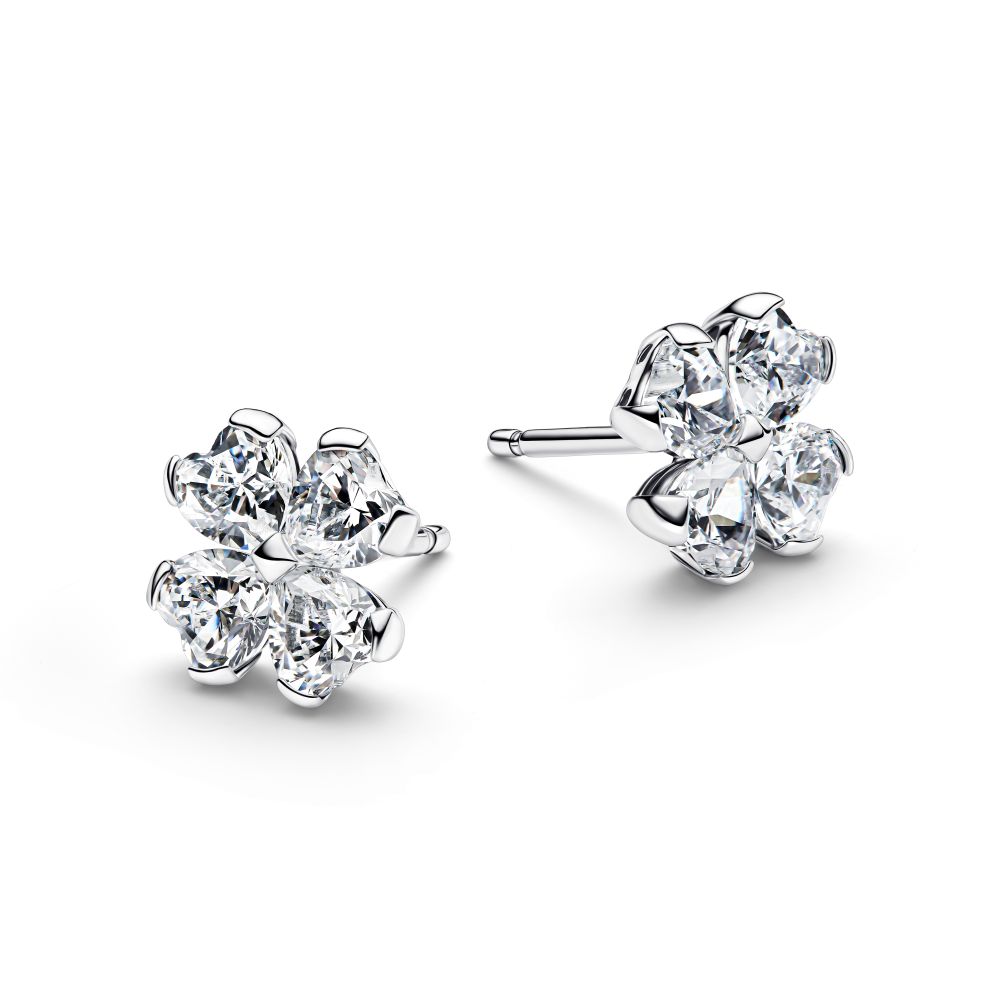 PANDORA Sparkling Lucky Clover Stud Earrings 294500C01