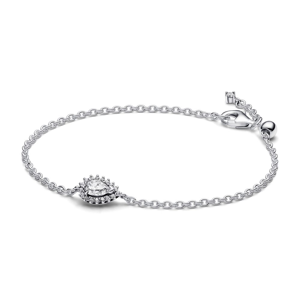 PANDORA Sparkling Pear Halo Chain Bracelet 593001C01265833