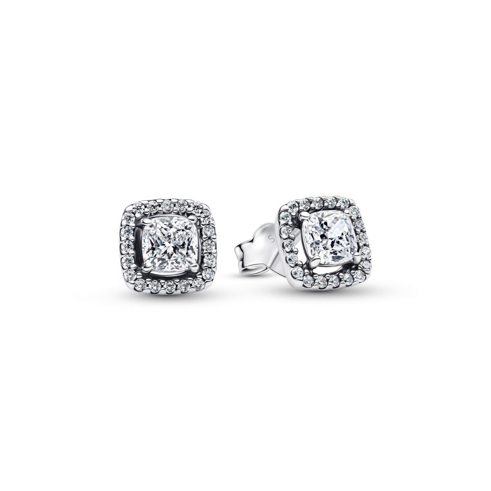 PANDORA Square Halo Stud Earrings 293551C02