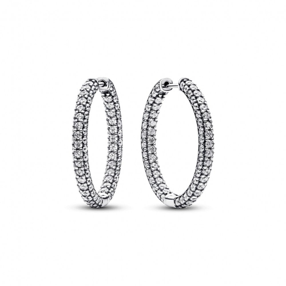 PANDORA Timeless Pave Single - row Hoop Earrings 293016C01