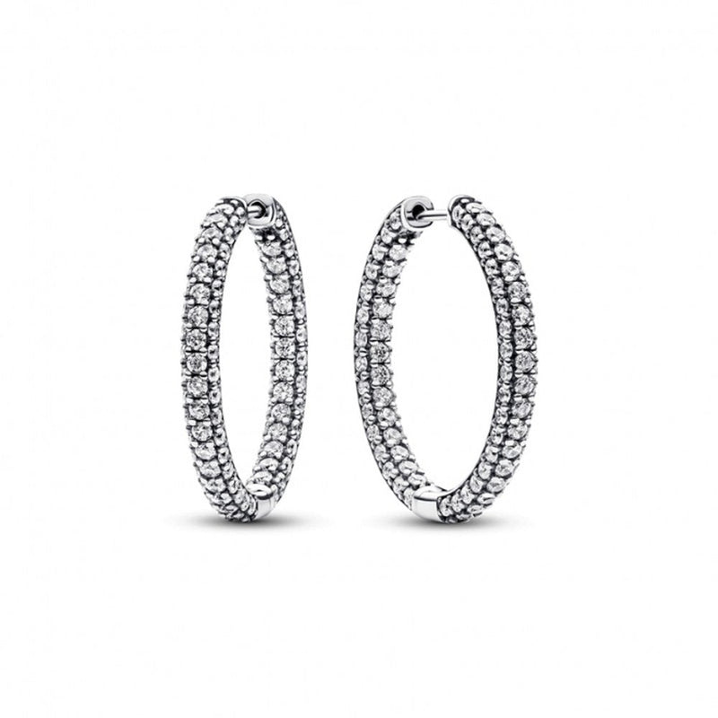 PANDORA Timeless Pave Single - row Hoop Earrings 293016C01