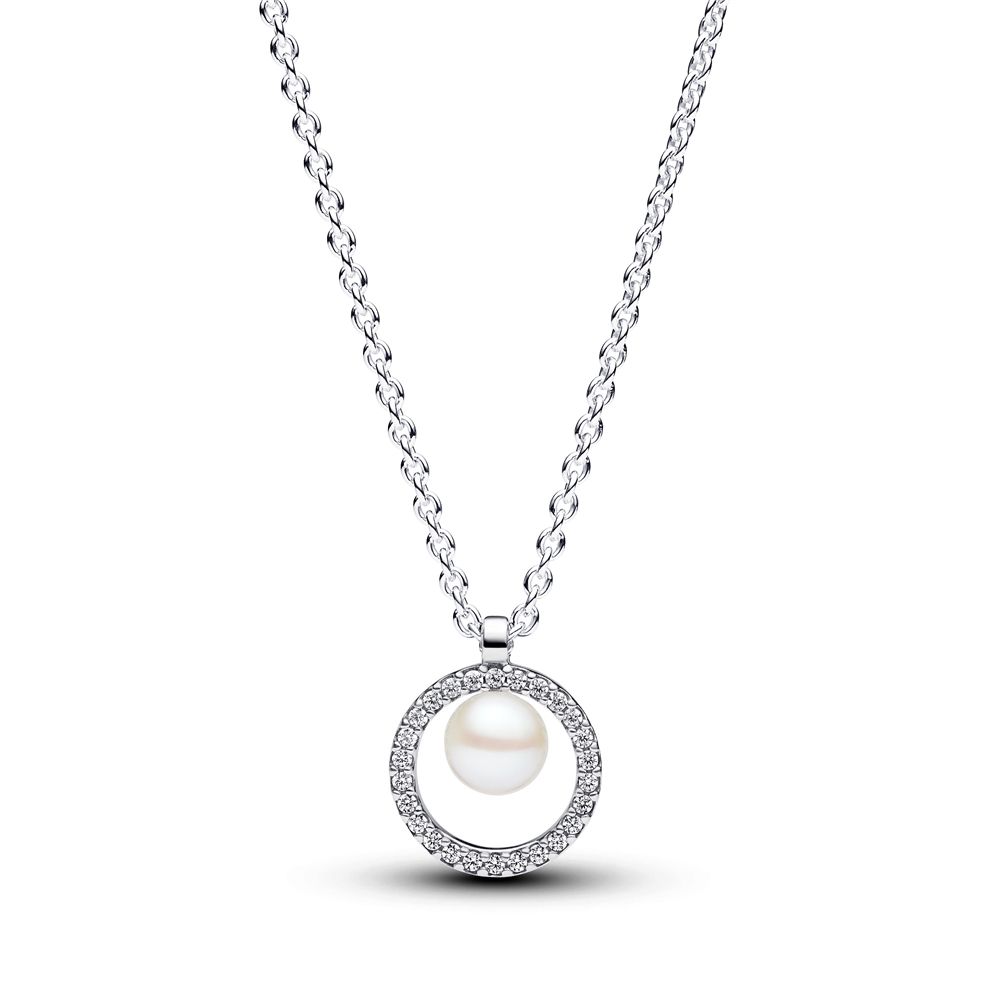 PANDORA Treated Freshwater Cultured Pearl & Pavé Collier Necklace 393165C01 - 45267590