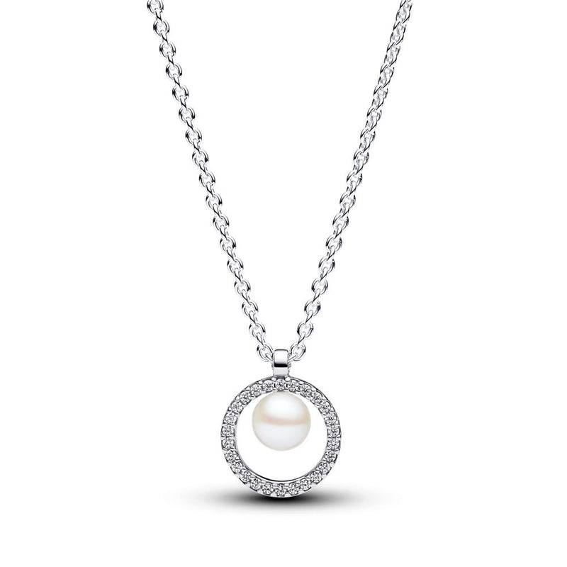 PANDORA Treated Freshwater Cultured Pearl & Pavé Collier Necklace 393165C01 - 45267590