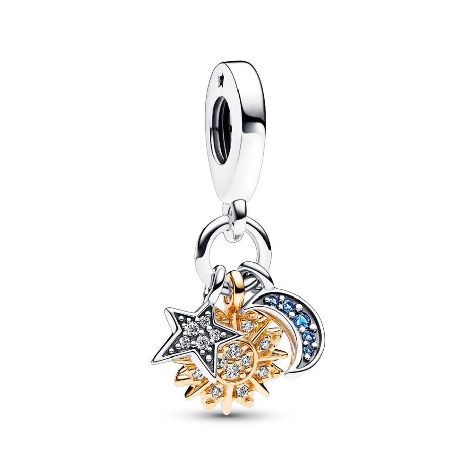 PANDORA Two - tone Celestial Triple Dangle Charm 762676C01