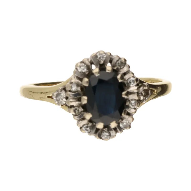 Polished Pre - Owned 9ct Gold Sapphire & Diamond Ring2026w35-32-7