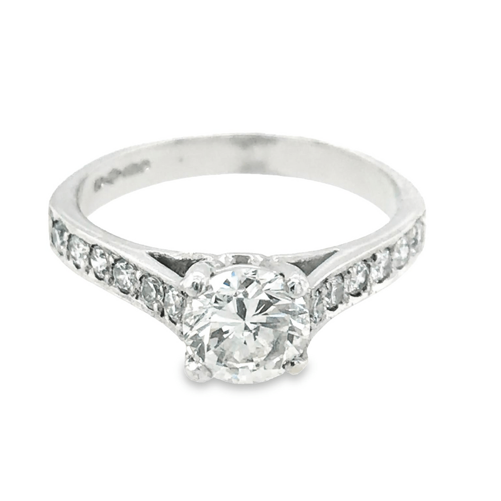 Pre - Owned 18ct Diamond Engagement Ring with Diamond Set Shoulders 1.16cts