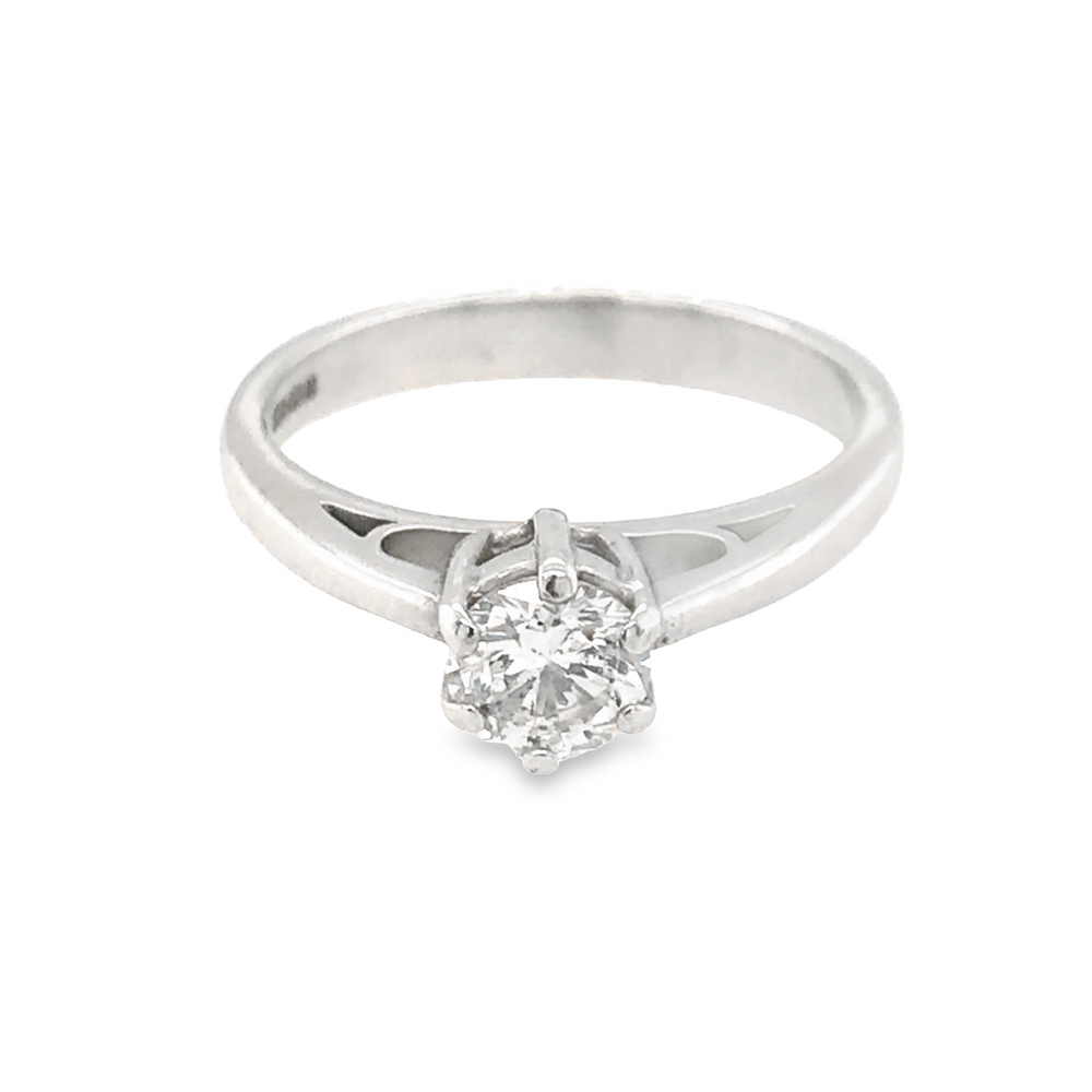 Pre - Owned 18ct White Gold Diamond Solitaire Ring 0.50ct