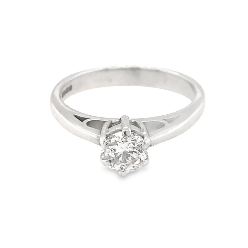 Pre - Owned 18ct White Gold Diamond Solitaire Ring 0.50ct