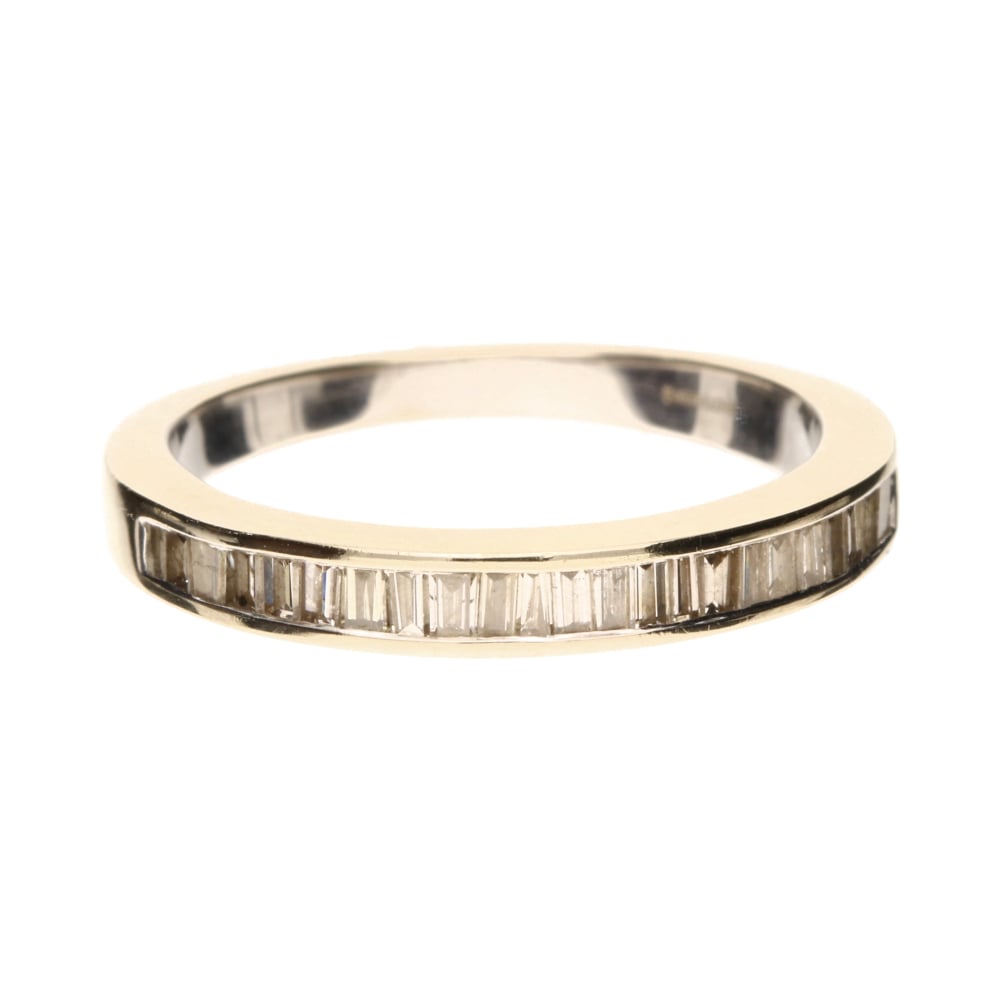 Pre - Owned 18ct Yellow Gold Baguette Cut Diamond Half Eternity Ring