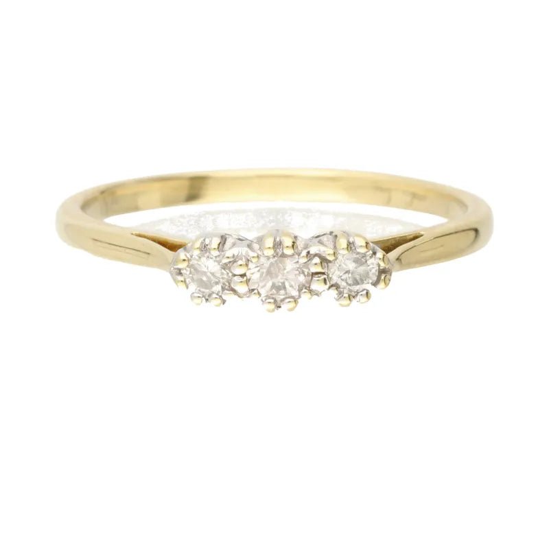Pre - Owned 18ct Yellow Gold Diamond Trilogy Ring Approx 0.20ct2026W33-8-2