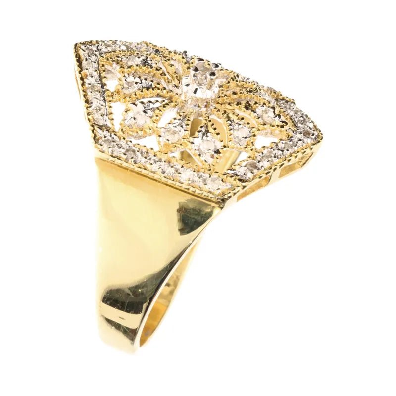 Pre - Owned 18ct Yellow Gold Fancy Openwork Diamond Cluster Ring268968