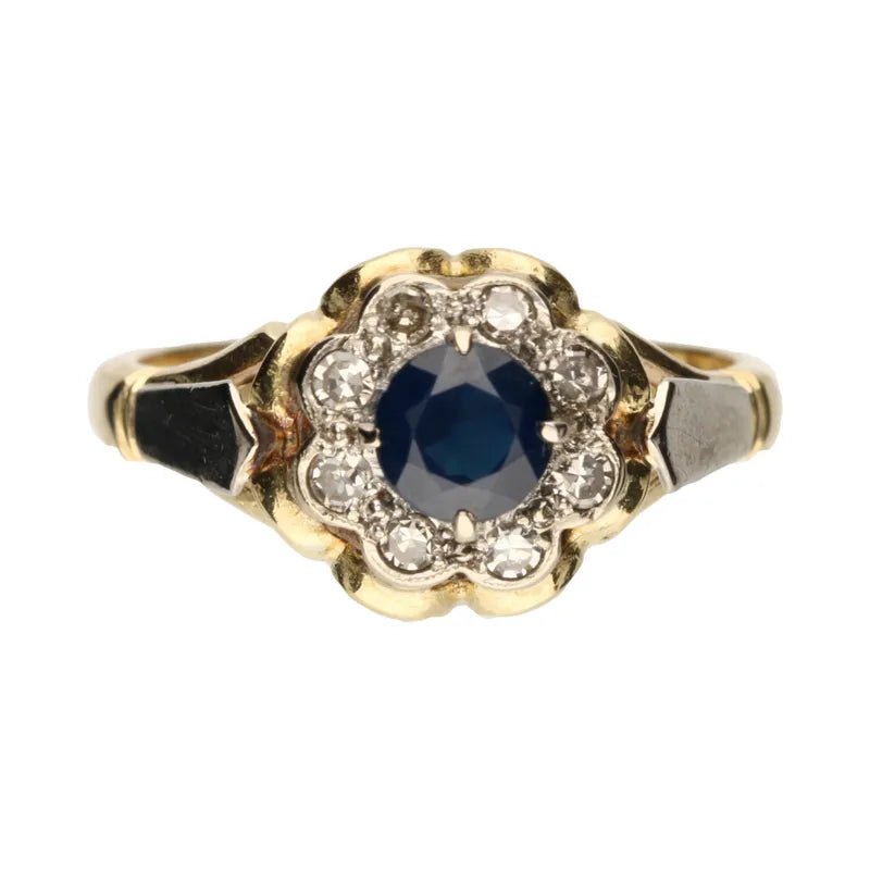 Pre - Owned 18ct Yellow Gold Sapphire & Diamond Floral Ring273083