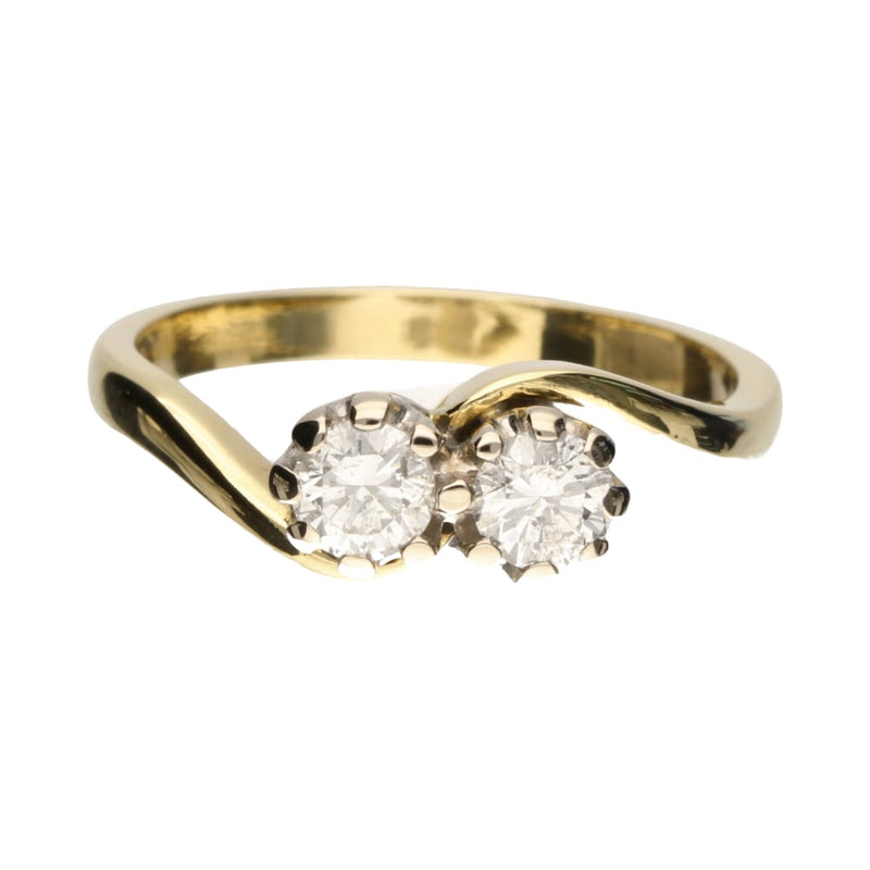Pre - Owned 18ct Yellow Gold Two Stone Diamond Swirl Ring