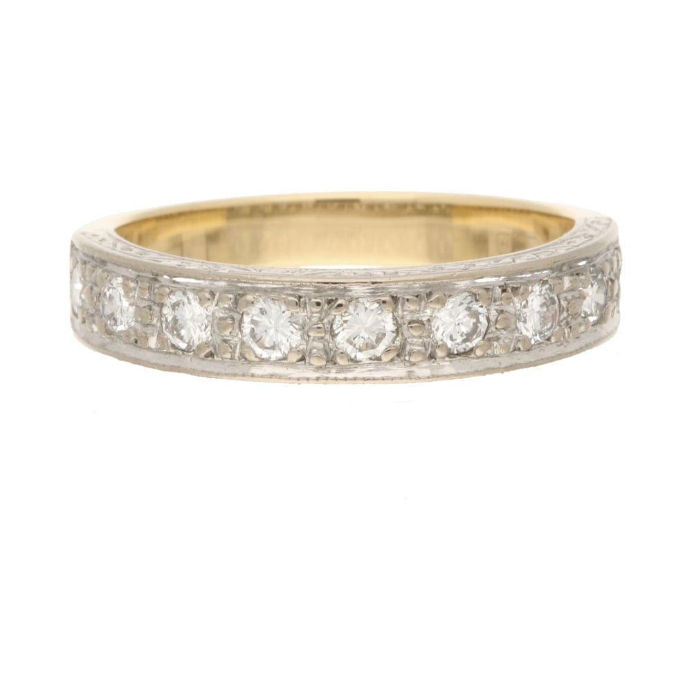 Pre - Owned 18ct Yellow & White Gold 0.27ct Diamond Half Eternity Ring