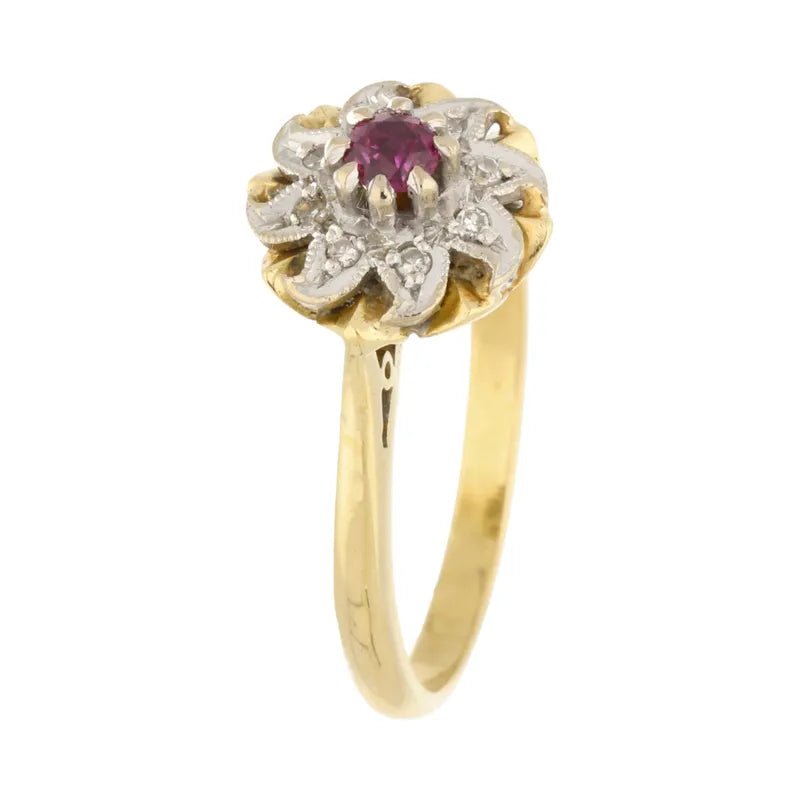 Pre - Owned 18ct Yellow & White Gold Ruby & Diamond Set Ring2025W24-13-1