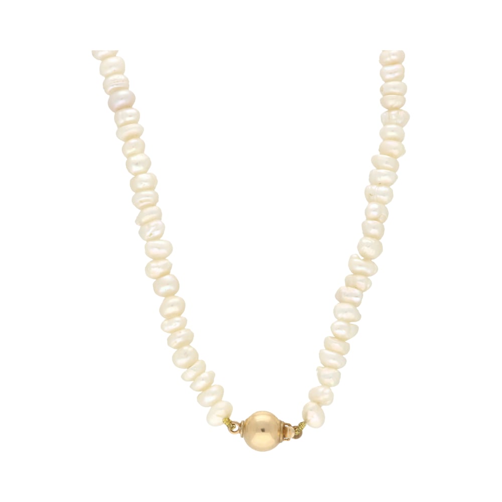 Pre - Owned 18inch Pearl Necklace with 9ct Yellow Gold Ball Clasp