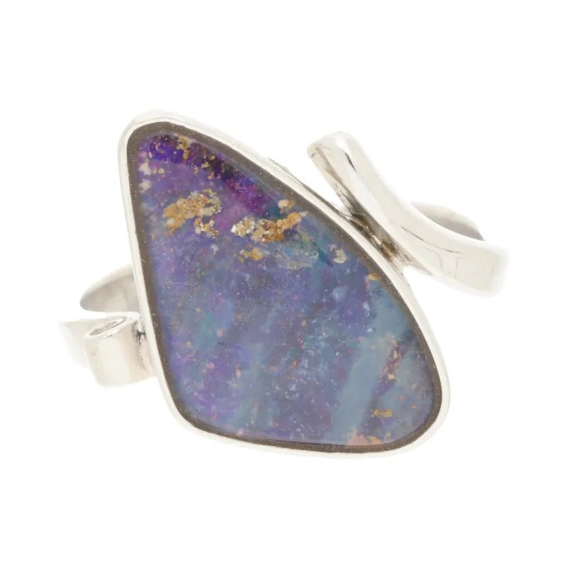 Pre - Owned 9ct White Gold Abstract Tension Set Opal Ring2025W25-1-6