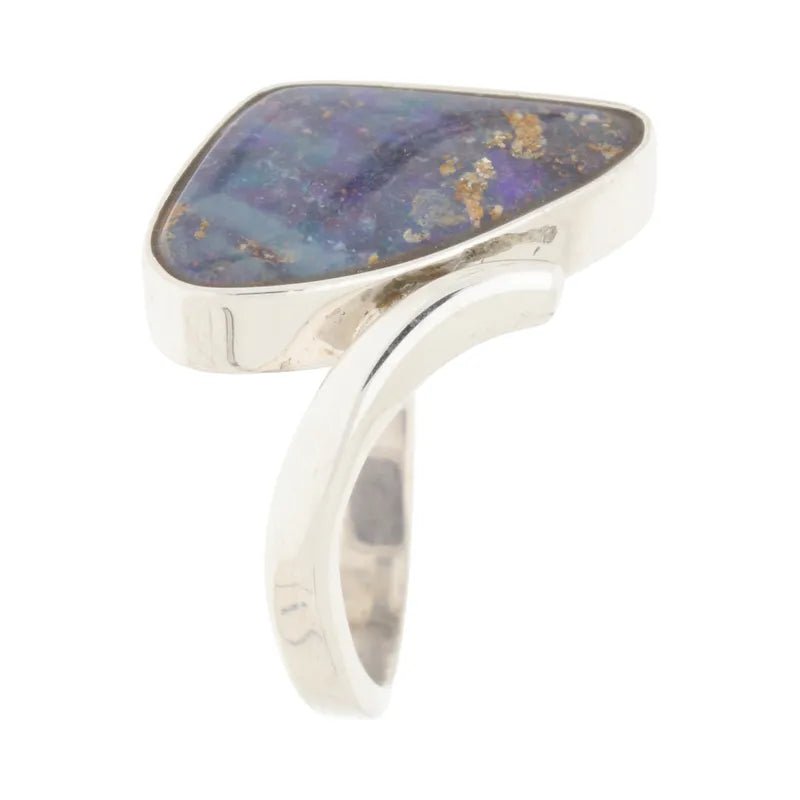 Pre - Owned 9ct White Gold Abstract Tension Set Opal Ring2025W25-1-6