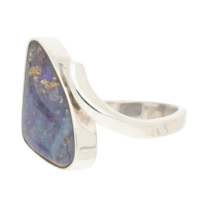 Pre - Owned 9ct White Gold Abstract Tension Set Opal Ring2025W25-1-6
