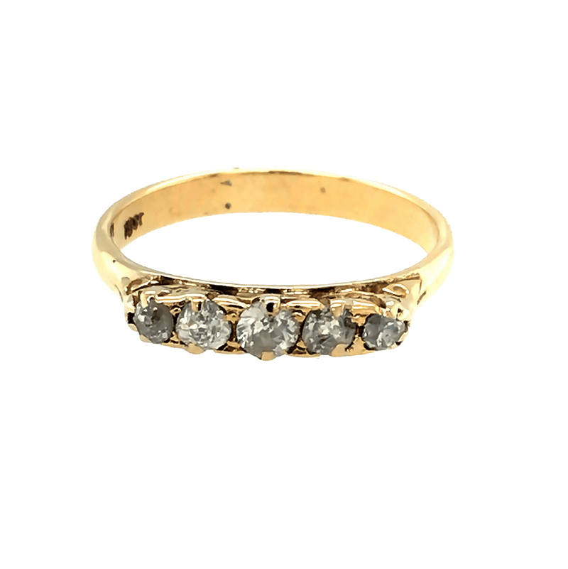 Pre - Owned 9ct Yellow Gold 5 Stone Diamond Ring.