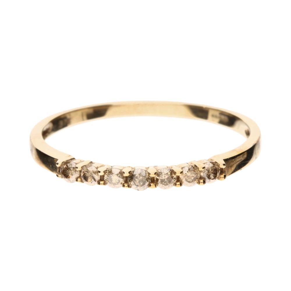 Pre - Owned 9ct Yellow Gold 7 Stone Champagne Diamond Half Eternity Ring