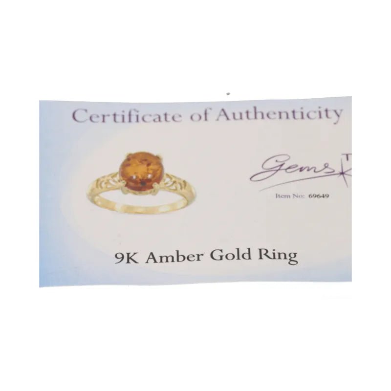 Pre - Owned 9ct Yellow Gold Amber Ring2026W31-28-41