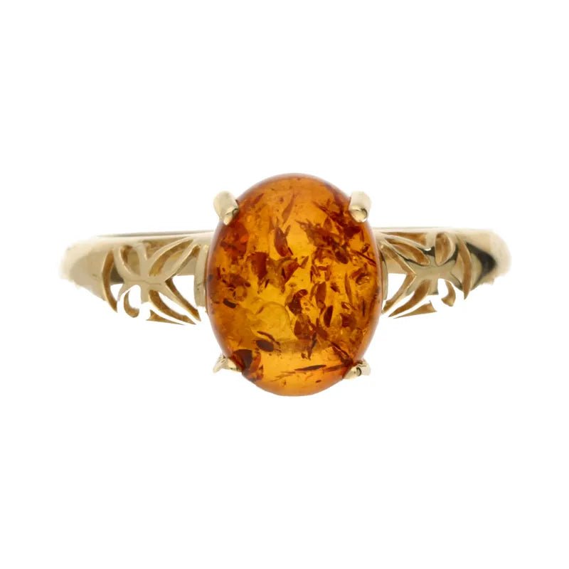Pre - Owned 9ct Yellow Gold Amber Ring2026W31-28-41