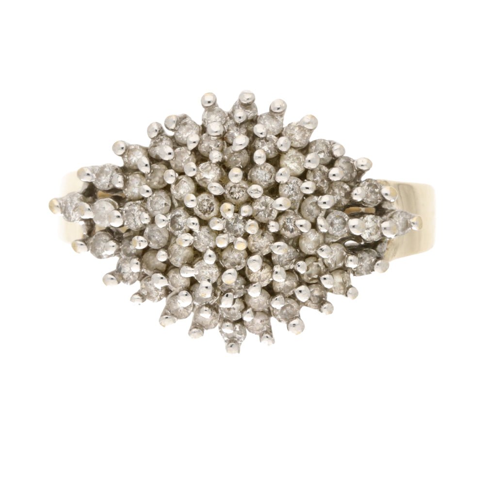 Pre - Owned 9ct Yellow Gold Diamond Cluster Ring