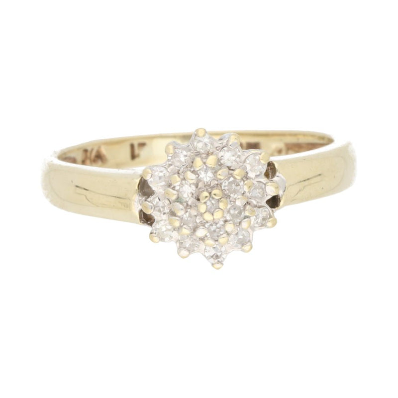 Pre - Owned 9ct Yellow Gold Diamond Cluster Ring