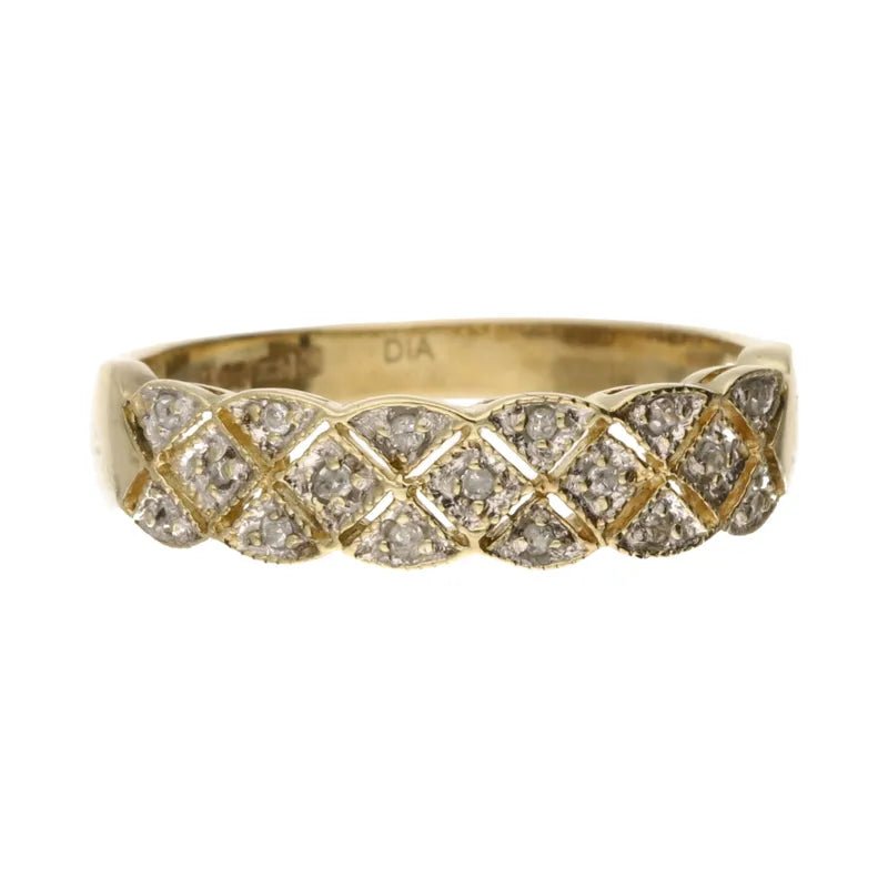 Pre - Owned 9ct Yellow Gold Diamond Set Weave Ring2026W31-5-6