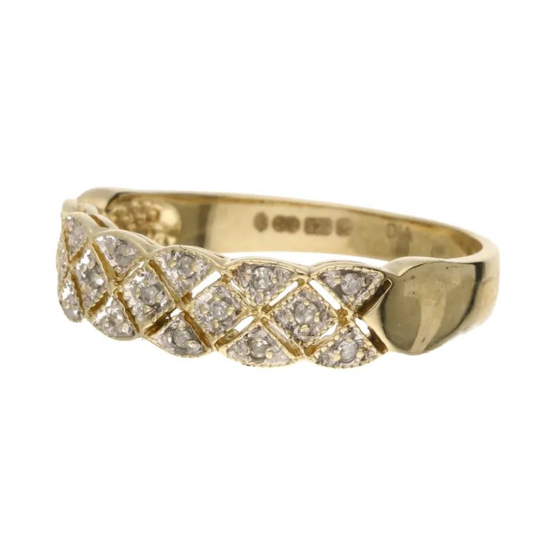 Pre - Owned 9ct Yellow Gold Diamond Set Weave Ring2026W31-5-6