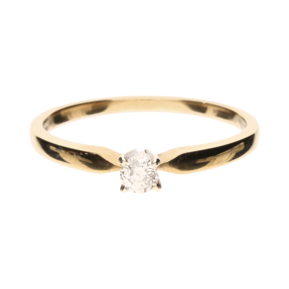 Pre - Owned 9ct Yellow Gold Diamond Solitaire Ring.