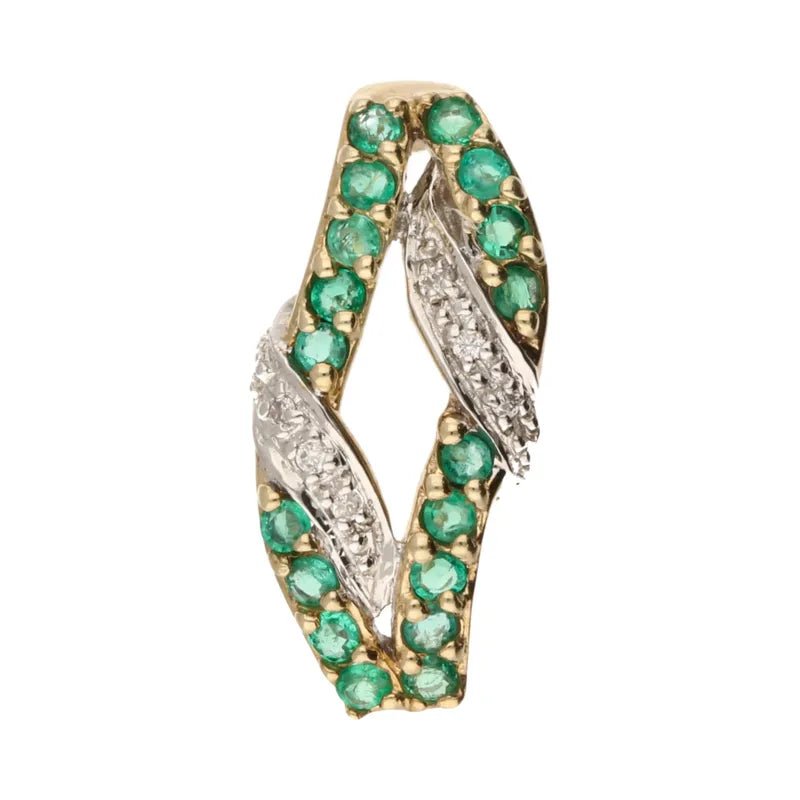 Pre - Owned 9ct Yellow Gold Emerald & Diamond Pendant2026W31-30-41