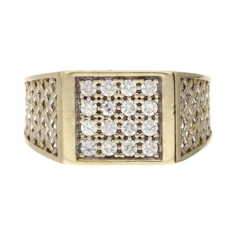 Pre - Owned 9ct Yellow Gold Gents CZ Signet Ring2026W30-6-6