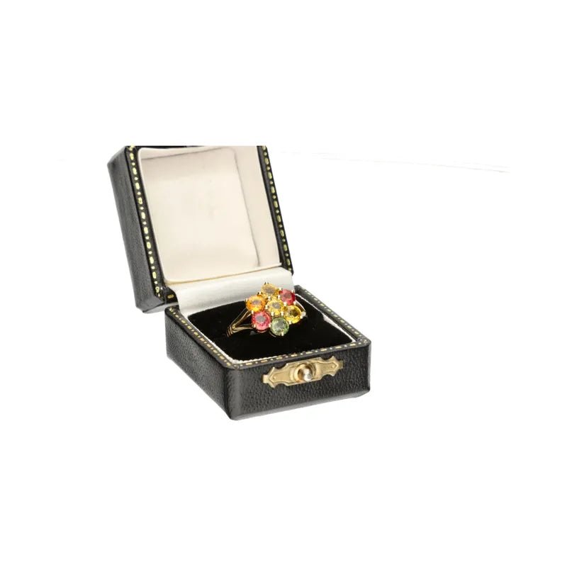 Pre - Owned 9ct Yellow Gold Multicolour Topaz Cluster Ring271355