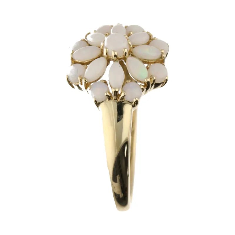 Pre - Owned 9ct Yellow Gold Opal Set Floral Ring2025W11-11-10