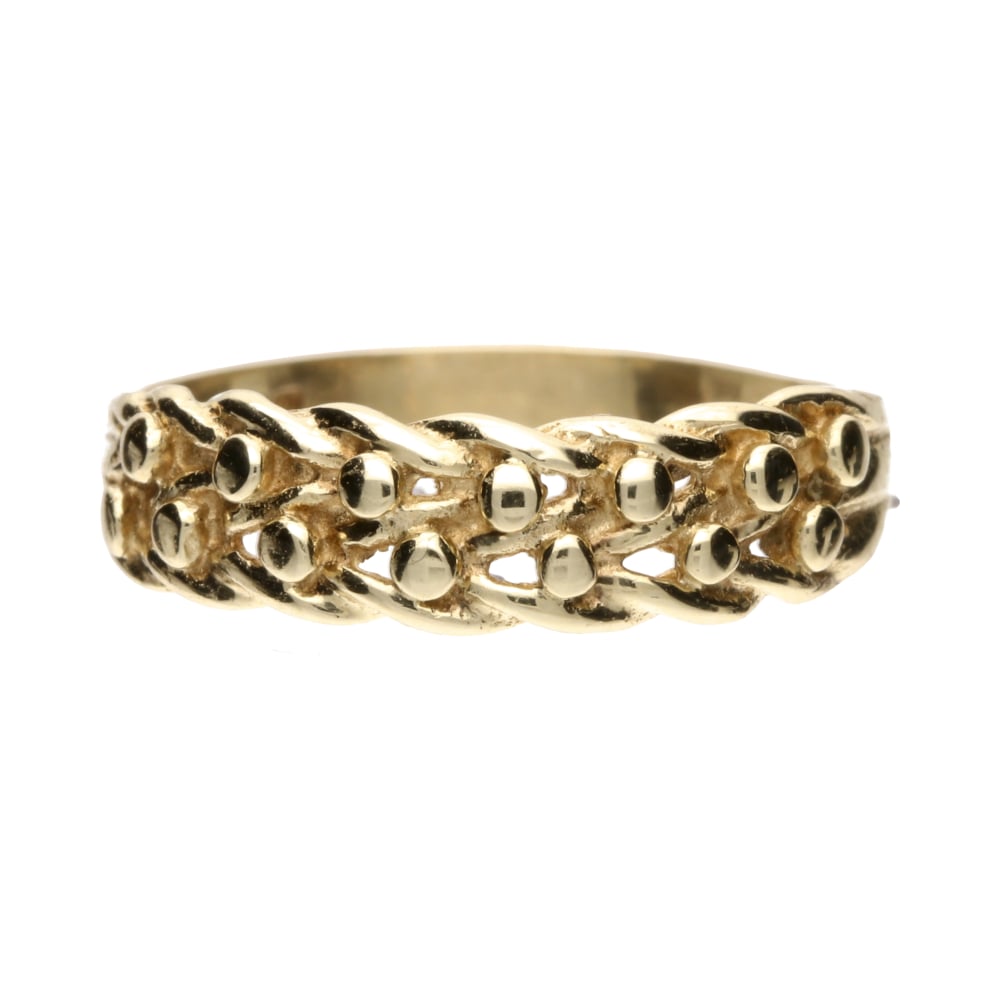 Pre - Owned 9ct Yellow Gold Open Set Braid Ring