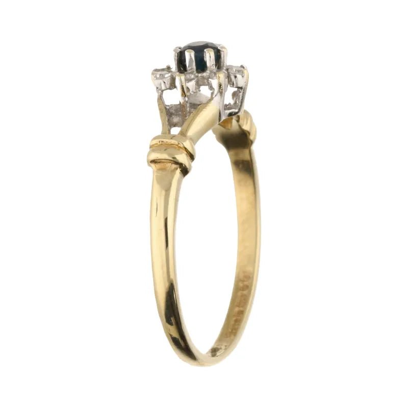 Pre - Owned 9ct Yellow Gold Sapphire & Diamond Open Shoulder Cluster Ring2025W16-22