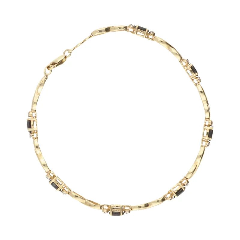 Pre - Owned 9ct Yellow Gold Sapphire & Diamond Set Infinity Link Bracelet2025W14-10-7