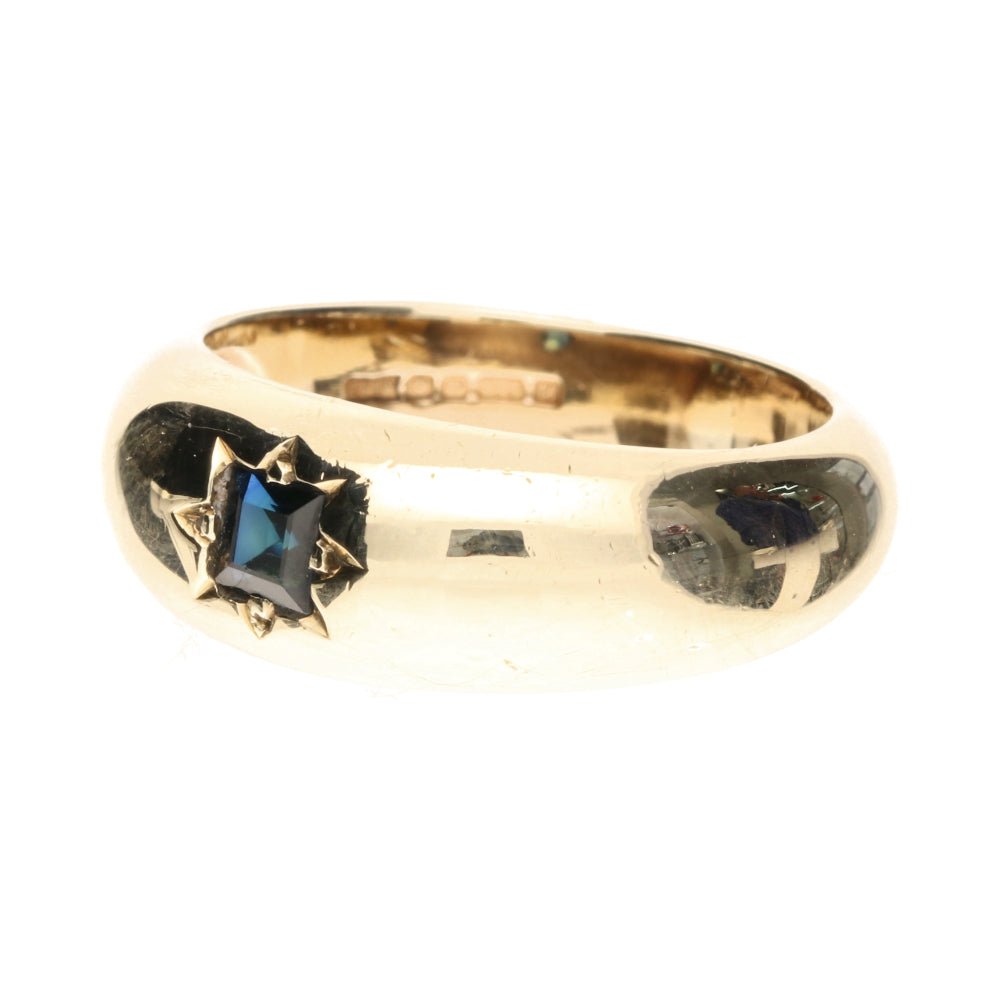Pre - Owned 9ct Yellow Gold Sapphire Set Gypsy Ring