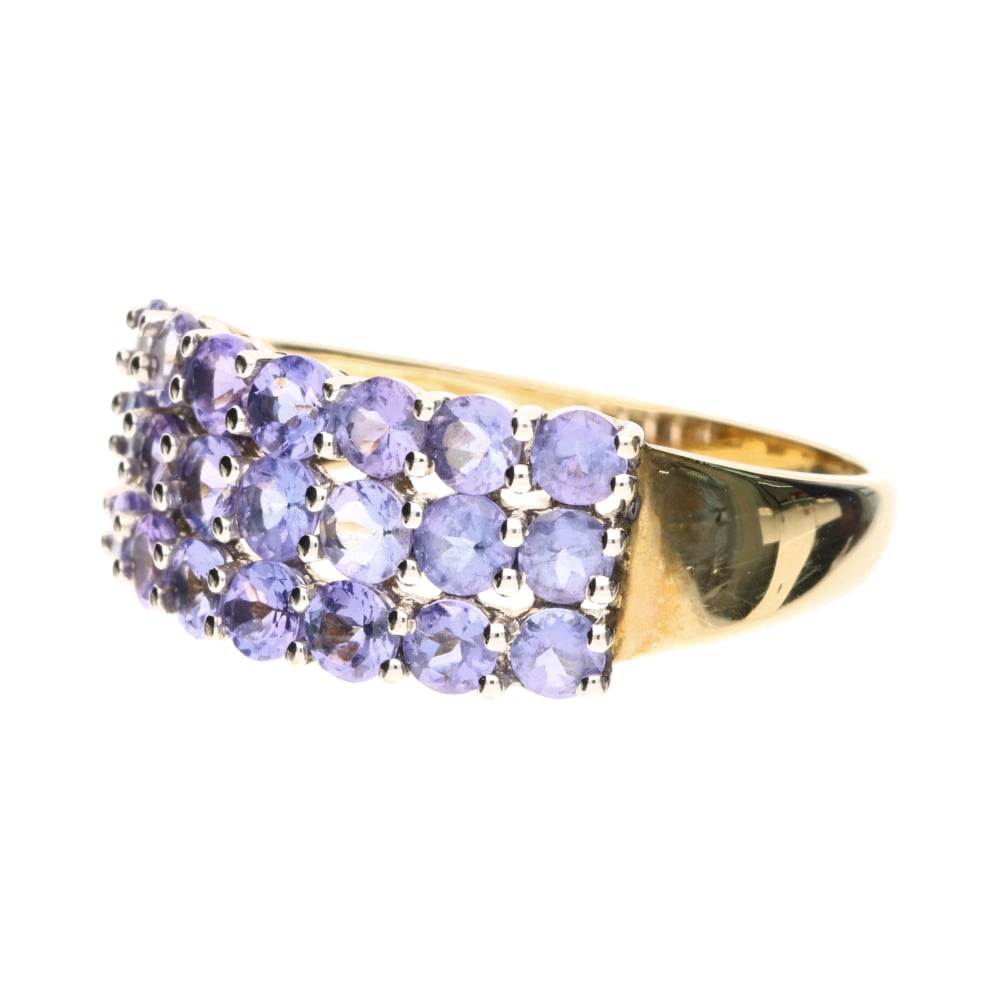Pre - Owned 9ct Yellow Gold Tanzanite Pave Ring.