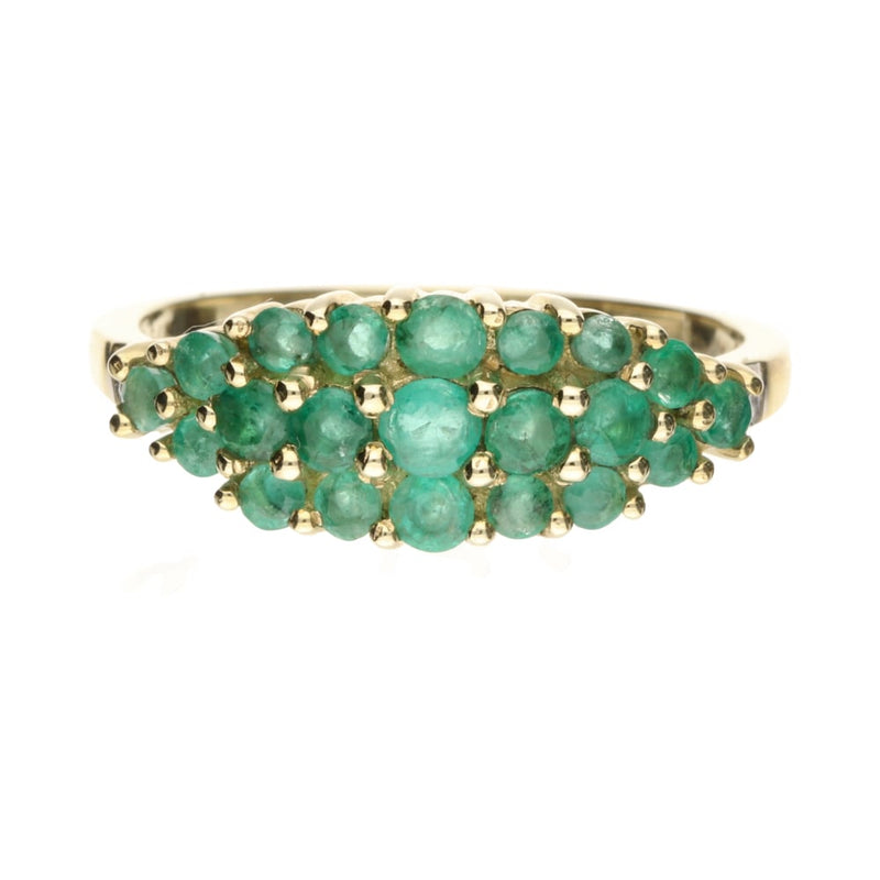 Pre - Owned 9ct Yellow Gold Tsavorite & Diamond Set Marquise Cluster Ring